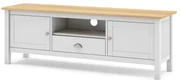 Biely/prírodný TV stolík z borovicového dreva 158x53 cm Misti – Marckeric