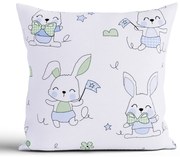 Bavlnená obliečka na vankúš Renforcé 40 × 40 cm - Zajačikovia modré