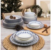 24-dielna jedálenská súprava, biela/modrá, porcelán