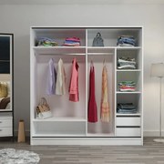 Šatníková skriňa Linea s dostatkom úložného priestoru 190 x 180 x 52 cm, biela