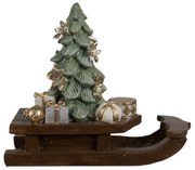 Vianočné dekorácie sánky s darčekmi a stromčekom - 20*8*17 cm