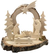 AMADEA Betlehem z masívneho dreva s kôrou ručne vyrezaný, 27 x 24 cm, český výrobok