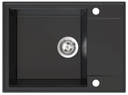 Sink Quality Sink55, kuchynský granitový drez 620x460x215 mm + chrómový sifón, čierna, SKQ-SINK.C.1KKO.X