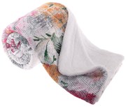 Obojstranná baránková deka, smotanová/vzor, 150x200cm, REBELA