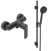 Sprchová batéria SAT Feel so sprchovacím setom 150 mm čierna matná SATBSFEEL268CSET1