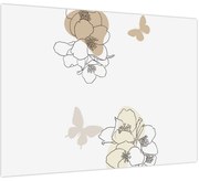 Obraz - Béžové kvety s motýľom N⁰2 (70x50 cm)