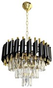 Luster na reťazi CRISTAL 5xE14/40W/230V zlatá/čierna