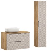Kúpeľňová zostava Ocean 90 cm s umývadlom a skrinkami béžová/dub olejovaný