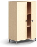 Skriňa QBUS, 2 police, na nožičkách, s madlom, 1252x800x420 mm, strieborná, breza