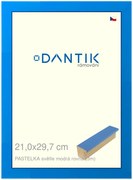 DANTIK rám na obraz 21x29,7 | PASTELKA světle modrá rovná (Sklo Čiré)