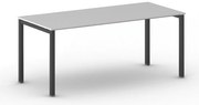 Rokovací kancelársky stôl PRIMO SQUARE, 180x80 cm, čierna podnož, sivá