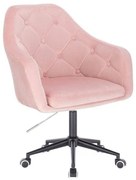 LuxuryForm DESIGN Kreslo ANDORA VELUR na čiernej podstave s kolieskami - svetloružové