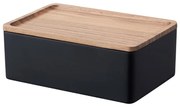 Čierny úložný box s vekom 18.5x12.5x7 cm Rin – YAMAZAKI