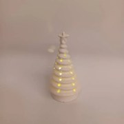 DECOLED Keramický stromček, 6,2 x 6,2 x 11,2 cm, teplá biela, 2xLR44