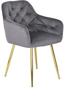 PROXIMA.store - Čalúnená jedálenska stolička RAYA FARBA: sivá, FARBA NÔH: zlatá