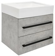 Kúpeľňová skrinka s umývadlom a čiernou úchytkou SAT Cube Way 60x53x46 cm betón mat CUBE46C602BESATCW, 1 ks