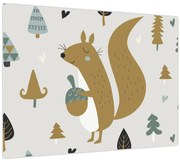 Obraz - Veverička s orieškom (70x50 cm)