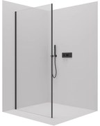 Cerano Porte, sprchová zástena ku sprchovému kútu 90x195 cm, 8mm číre sklo, čierny profil, CER-CER-413456