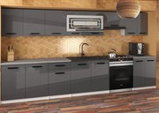 Kuchynská linka JULIA 320 cm šedý lesk s pracovnou doskou