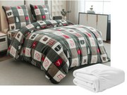 Sada 2ks mikroplyšových obliečok CHRISTMAS SOCKS zelené + plachta mikroplyš SOFT 180x200 cm biela, dvojlôžko