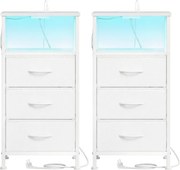 Sada 2 nočných stolíkov s LED osvetlením a nabíjacou stanicou LGSB35203W102