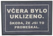 Rohožka Včera bolo upratané (škoda že si to premeškal) 40x60 cm – na von aj na doma, 40x60, šedá, GDmats