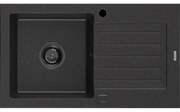 Mexen Pablo granitový jednokomorový drez s odkvapkávačom 752 x 436 mm, Čierna/Strieborná metalíza, Sifón Čierna - 6510751010-73-