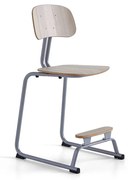 Školská stolička YNGVE, lyžinová podnož, strieborná, jaseň, V 610 mm