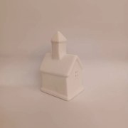 DECOLED Keramický kostelíček, 7,5 x 6 x 12 cm, teple bílá
