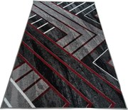 Sivý geometrický obdĺžnikový koberec NEW IDEA 90301-0564 s červenými čiarami Rozmer: 60x110 cm