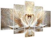Obraz - Zlaté labute (150x105 cm)