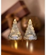 SIRIUS LED světelný stromeček, skleněný, sada 2 kusy, čirý, 9 cm, s hvězdou