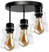 BERGE Sklenená stropná lampa LED 3xE27 rolovaná štvorcová priehľadná