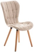Stolička Elda - látka, drevené nohy natura - Krémová