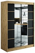 Skriňa Halifax V4 150 Dub Artisan/čierna/Zrkadlo