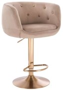 LuxuryForm DESIGN Barová stolička MONTANA VELUR na zlatom tanieri - latte