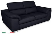 Moderná kožená pohovka LOREN II (3P), tm. modrá (madras - 106 dark blue)