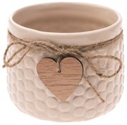 Keramický obal na kvetináč Heart, béžová, , 9,7 x 12 cm