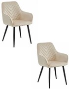 Set dvoch jedálenských stoličiek NANA zamatové, béžové (čierne nohy) 2 ks