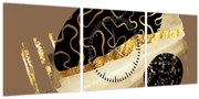 Obraz - Abstrakcia golden brown N⁰3 (s hodinami) (90x30 cm)