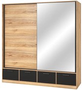 Skriňa 2d4s Beta so zrkadlom 63 dub Mauvella/Čierna