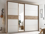 Šatníková skriňa so zrkadlom Daria, 270 cm, dub/biela%