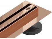 Mexen Flat nerezový sprchový žľab s rotačným 360° sifónom 60 cm, vzor SLIM, ružovo-zlatá, 1641060
