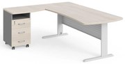 Rohové pracovné miesto Manager 200 x 160 cm, ľavé, agát svetlý / sivá