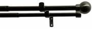 Dvojitá záclonová súprava roztiah. Guľa 16/19 mm čierny nikel, 120 - 230 cm