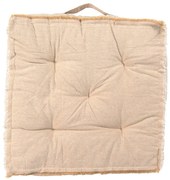 Vyšší tmavo béžový podsedák s uchom a krátkym štiepením Sally - 45*45*8 cm