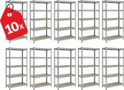 Akcia 10x Regál 180x60x40 cm pozinkovaný 5-policový, nosnosť 875 kg