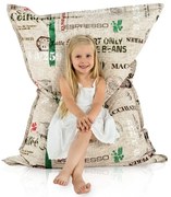 Sedací vak Coffee – veľký pohodlný vankúš s kávovým motívom vhodný aj do kaviarní Veľkosť: XL