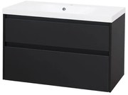 Mereo Mereo, Opto, kúpeľňová skrinka s umývadlom z liatého mramoru, 101 cm, biela, dub, biela/dub, čierna, MER-CN942M