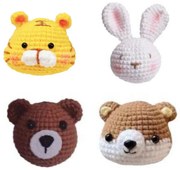 4-dielna háčkovacia sada so zvieratkami pre začiatočníkov